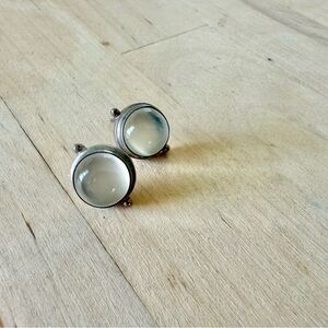 Silver and White Stud Earrings
